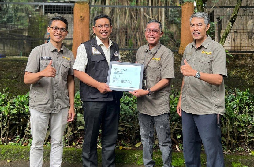 Tedy Rusmawan, anggota DPRD prov Jabar memberikan nama OPTI untuk anak tapir jantan di Bandung Zoo, Selasa (9/12/2025). Foto: Istimewa